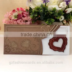Muslim Wooden Heart-shaped Design Pocket Wedding Invitation Card thumbnail-1