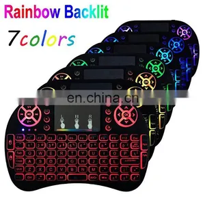Russian,Hebrew,English Original i8 Mini Keyboard 2.4G Wireless Touchpad With 7 Colors Backlight Air Remote 2.4G Keyboard thumbnail-3