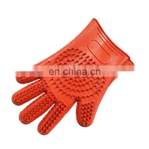 Factory Wholesale Pet Bathing Gloves With Silicone Brush Cat Dog Grooming Washing Glove thumbnail-5