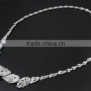 New Model China Wholesale Rhodium Plated Cubic Zirconia Bridal Indian Jewelry Set thumbnail-2