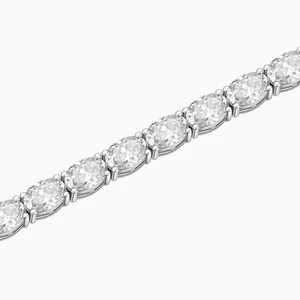 Shining Star Jewelry Women's Cubic Zirconia Oval Cut 925 Silver Tennis Bracelet thumbnail-1