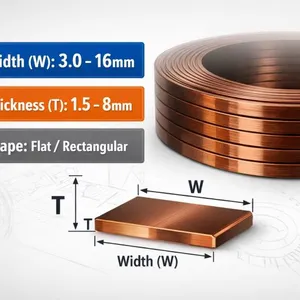 Custom Shaped Flat Enameled Solid Pure Copper Wire 600V Rated IP67 -55~250 for Inductor & Motor Coil Winding thumbnail-4