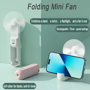 Internet Celebrity Style Handheld Fan/outdoor Household Student Portable Folding Mini Fan/MiniFan（Wechat:13510231336） thumbnail-1