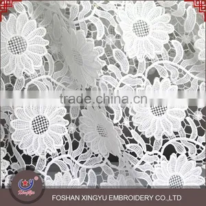 OEM Beauty Fashion French White 3D Flower Pattern Embroidered Mesh Lace Fabric for Garment Clothing thumbnail-3
