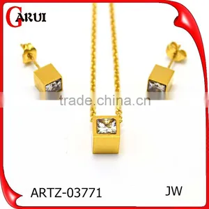 Women Jewelry Gold Jewelry Crystal Girls Party Dresses Square Jewelry Set thumbnail-1