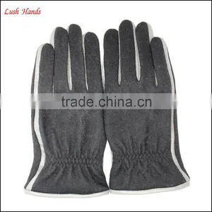 High Quality Winter Black Woolen White Decoration Gloves For Man With Touch Screen thumbnail-3