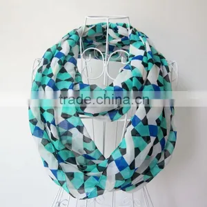 Fashionable Geometric Pattern Chiffon Printed Indian Silk Muslim Lady Scarf thumbnail-4