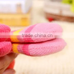 Children Candy Color Stripe Cute Gloves, Full Finger Lovely Knitted Gloves thumbnail-2