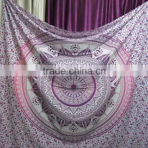 Pink Ombre Tapestry Boho Dorm Sheet Hippie Beach Throw Round Mandala thumbnail-4