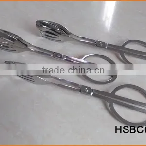 HSBC04 Stainless Steel Scissors Shape Food Tongs thumbnail-1