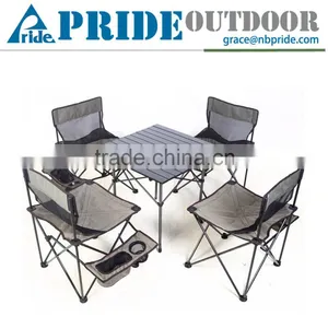 5 PCS Garden Furniture Cast Aluminium Camping Folding Table Chair thumbnail-1