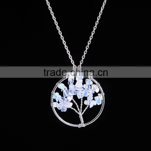 Wholesale New Fashion Red Jasper Natural Stone Tree of Life Necklace Jewelry SMJ0172 thumbnail-3