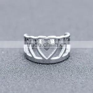 Elegant Stainless Steel Wedding Rings Carved With Love Heart thumbnail-2