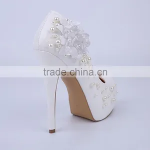 Patent Leather Flower Wedding Dress Shoes Sky-high Stiletto Girl High Heels Platfrom Shoes Women Party Pumps thumbnail-5
