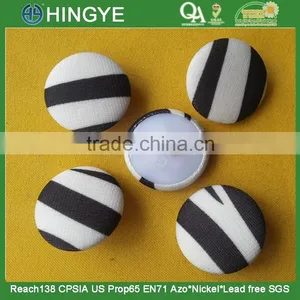 Black and White Strips Fabric Covered Shank Button -- F1508 thumbnail-1