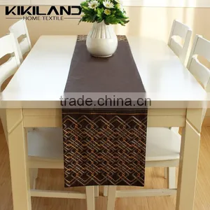 China Machine Embroidery Chocolate Brown Table Runner thumbnail-1