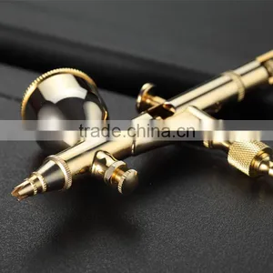 0.2mm 24 Carat Gold-plated Dual Action Cake Painting Makeup Tattoo Hobby Airbrush Gun With 9ml Metal Cup AS-51 thumbnail-1