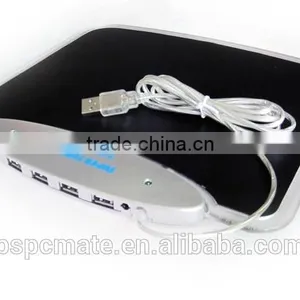 Blue LED Light Mousepad Mouse Pad Mat + 4 Ports USB HUB for PC Laptop Computer thumbnail-4