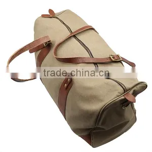 Luggage Duffle Bag Leather Vintage Military Canvas Travel Bags thumbnail-3