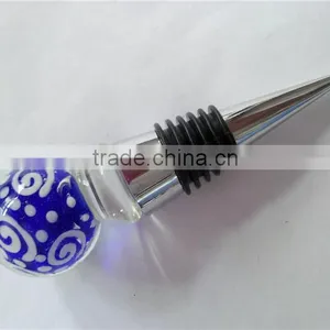 Popular Blue Glass Ball Design Bottle Wine Stopper thumbnail-1