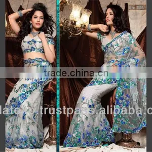 White Party Wear Saree thumbnail-1
