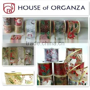 Christmas Organza Wired Ribbon for Gift Decoration thumbnail-1