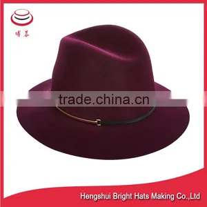 Women's Felt Purple 8 CM Brimmed Hat thumbnail-1