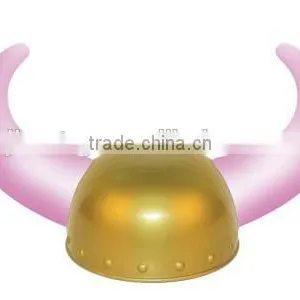 Golden Warrior Plastic Viking Helmet With Light Up Horns Flashing Purple Light thumbnail-1