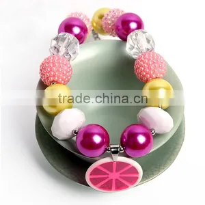 New Product Baby Girl Lemon Jewelry Fashion Pearl Necklace Chunky Bead for Girl Baby Beads Body Chain Necklace thumbnail-1