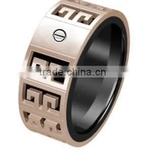Rose Gold Promotional Hollow Out Titanium Ring 316L Stainless Steel Engineering Ring thumbnail-3