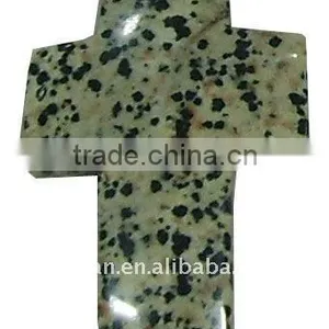 60x40mm Dalmation Jasper Natural Stone Cross Pendants thumbnail-1