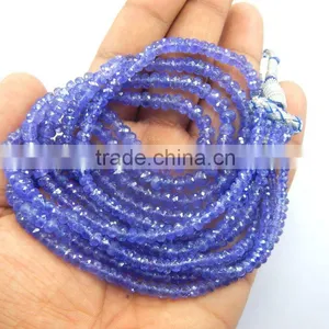 AAA Quality Natural Royal Blue Tanzanite Roundel Faceted Beads, tz Beads thumbnail-1