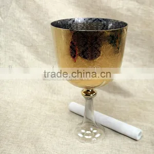 24k Gold European Design Quartz Crystal Singing Grail With Handle or Stand thumbnail-1