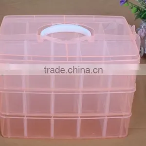 25*18.7*17cm Three Layers 30 Compartments Jewelry Adjustable Plastic Storage Box Jewelry Earring Bin Case Container thumbnail-3