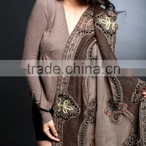 Hand Embroidery Ladies Pure Wool Shawls thumbnail-1