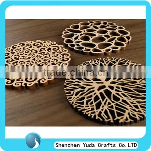 Laser Cut Cork Coaster Plywood Round Wooden Tea / Coffee Cup Coaster thumbnail-1