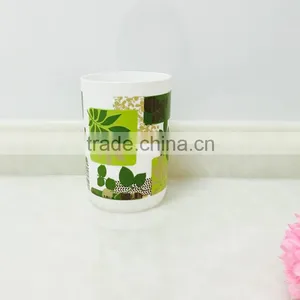 Leaf and Flower Printed Plastic Cup for Bathroom thumbnail-5