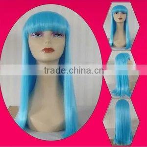 Blue Synthetic Kinky Straight Wig thumbnail-1