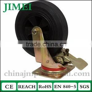 8" Dustbin Caster Rubber Wheel Brake Waste Bin Caster 200mm thumbnail-1