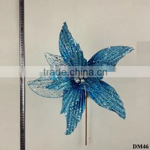 New Long Stem Artificial Flowers Glitter Pearl Christmas Decoration thumbnail-1