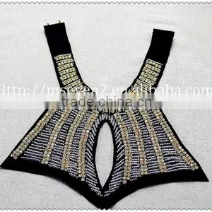 New Fashion Rhinestone Beaded Felt Fabric Collar, Chunky Bead Necklace for Garment thumbnail-6