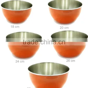 Modern Metal Colored Stainless Steel Unique Deep Fruit Mixing Bowl thumbnail-1