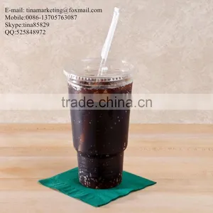 Custom Disposable Clear Plastic Cold Drink Cup Lid With Straw Slot for 16,20 and 24oz Cup thumbnail-2