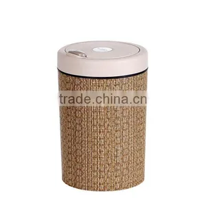 Plastic Open Top Structure Flip Round Trash Can Dustbin Trash Bin 10L thumbnail-5