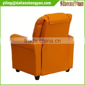 Contemporary Orange Vinyl Kids Recliner With Cup Holder and Headrest thumbnail-4