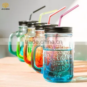 Embossed Drinking Glass Mason Jar for Beverage thumbnail-2