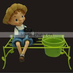 2014 New Products Cartoon Boy With Flower Vase Planter Ceramic Flower Pot thumbnail-1