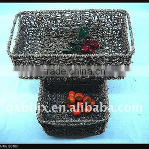 Rectangle Seagrass Weaving Iron Frame Large Seagrass Storage Baskets thumbnail-1