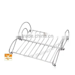 2 Tier Chrome Dish Drainer Rack With Plates, Glass&Cutlery Holder & DrippingTray thumbnail-1