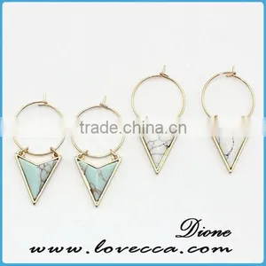 Gold Silver Point Crystal Earrings , Stone Point Studs , Gemstone Earrings thumbnail-1